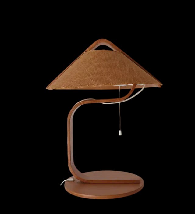 Lampe bois et toile de jute