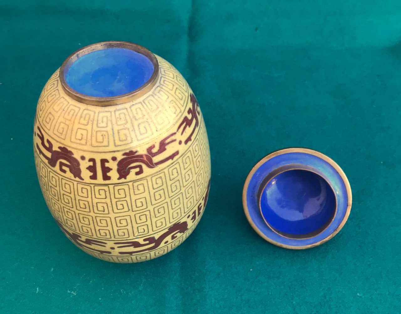 Thumbnail for Ensemble pot et assiette bronze cloisonné Japon XIX siècle