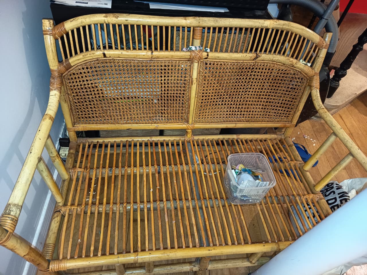 Thumbnail for Fauteuil rotin osier ancien, pour 2 personnes adultes hyper léger