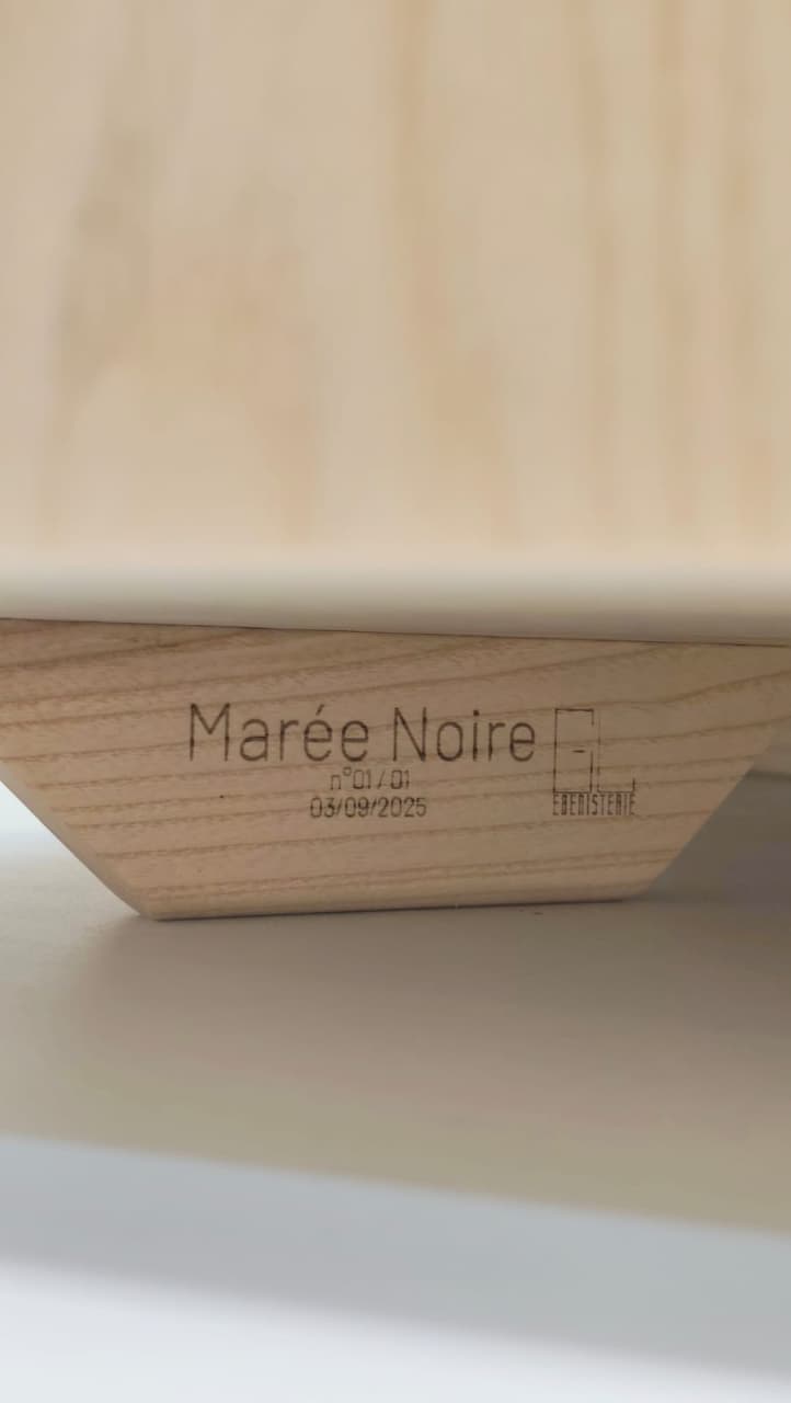 Thumbnail for Table basse de créateur, frêne et ébène vert, pièce unique