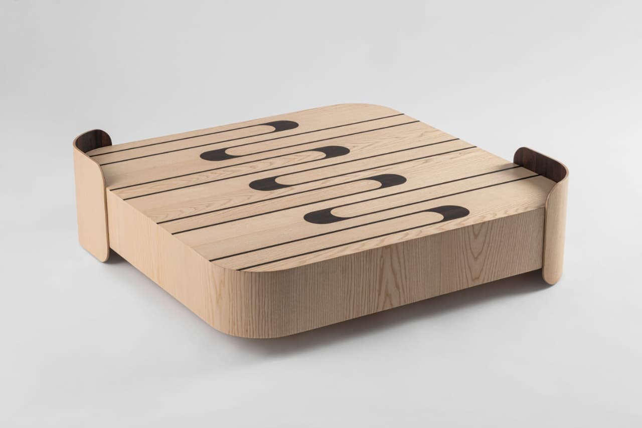 Thumbnail for Table basse de créateur, frêne et ébène vert, pièce unique